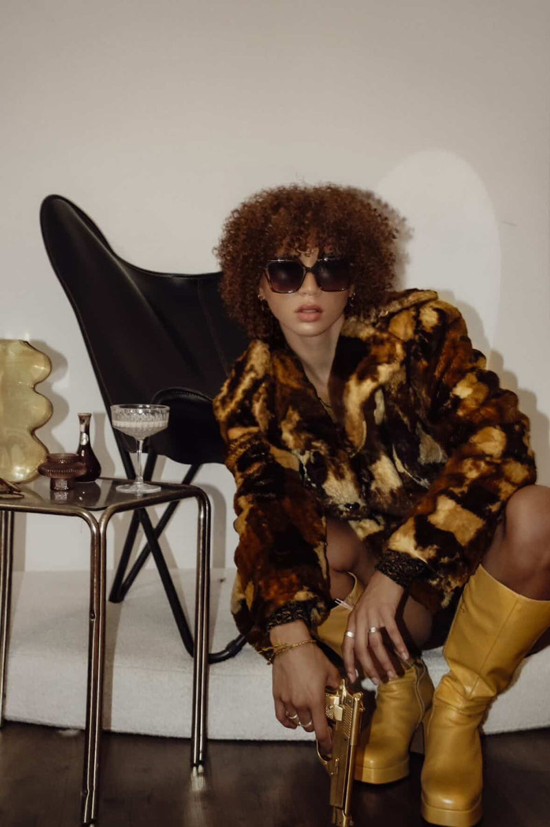 Brandy Baby Essential Patchy Vintage Faux-Fur Coat