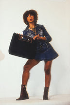 Brandy Baby Napoleon Y2K Denim Oversized Contrast-Stitch Tote