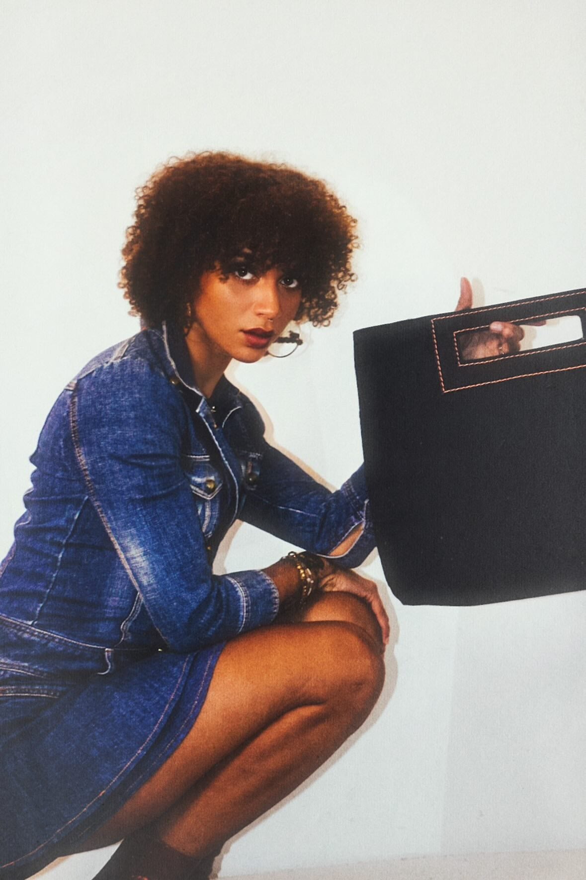 Brandy Baby Napoleon Y2K Denim Oversized Contrast-Stitch Tote