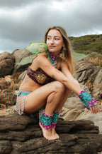 Aqua Sequin & Fuchsia Beaded Brazilian Carnival Set