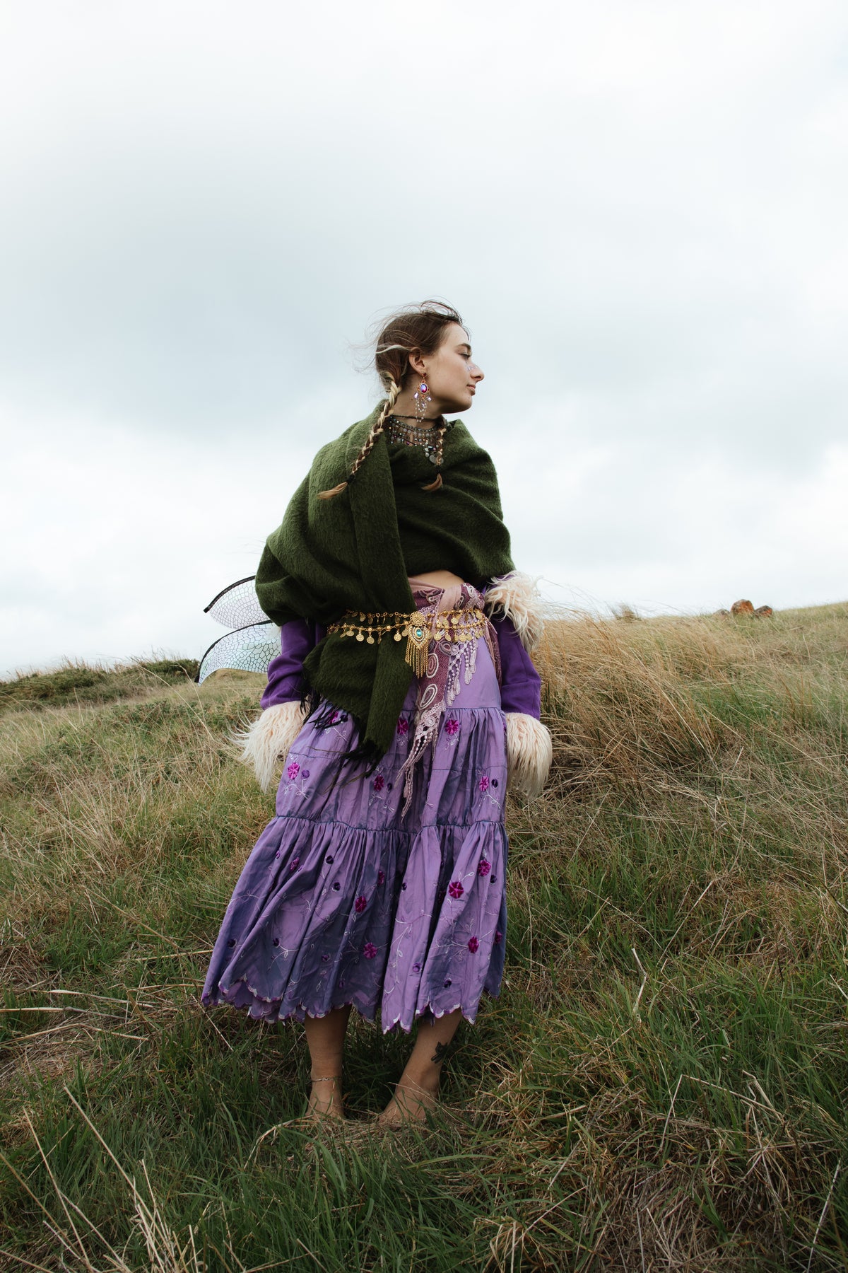 Y2K Lavender Embroidered Fairy Skirt