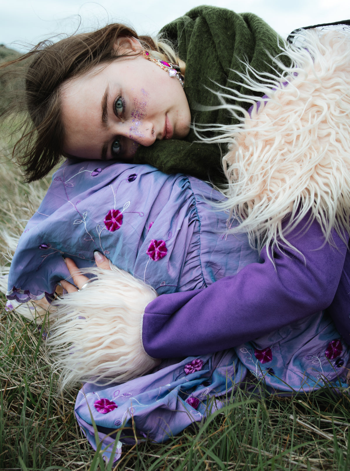 Y2K Lavender Embroidered Fairy Skirt