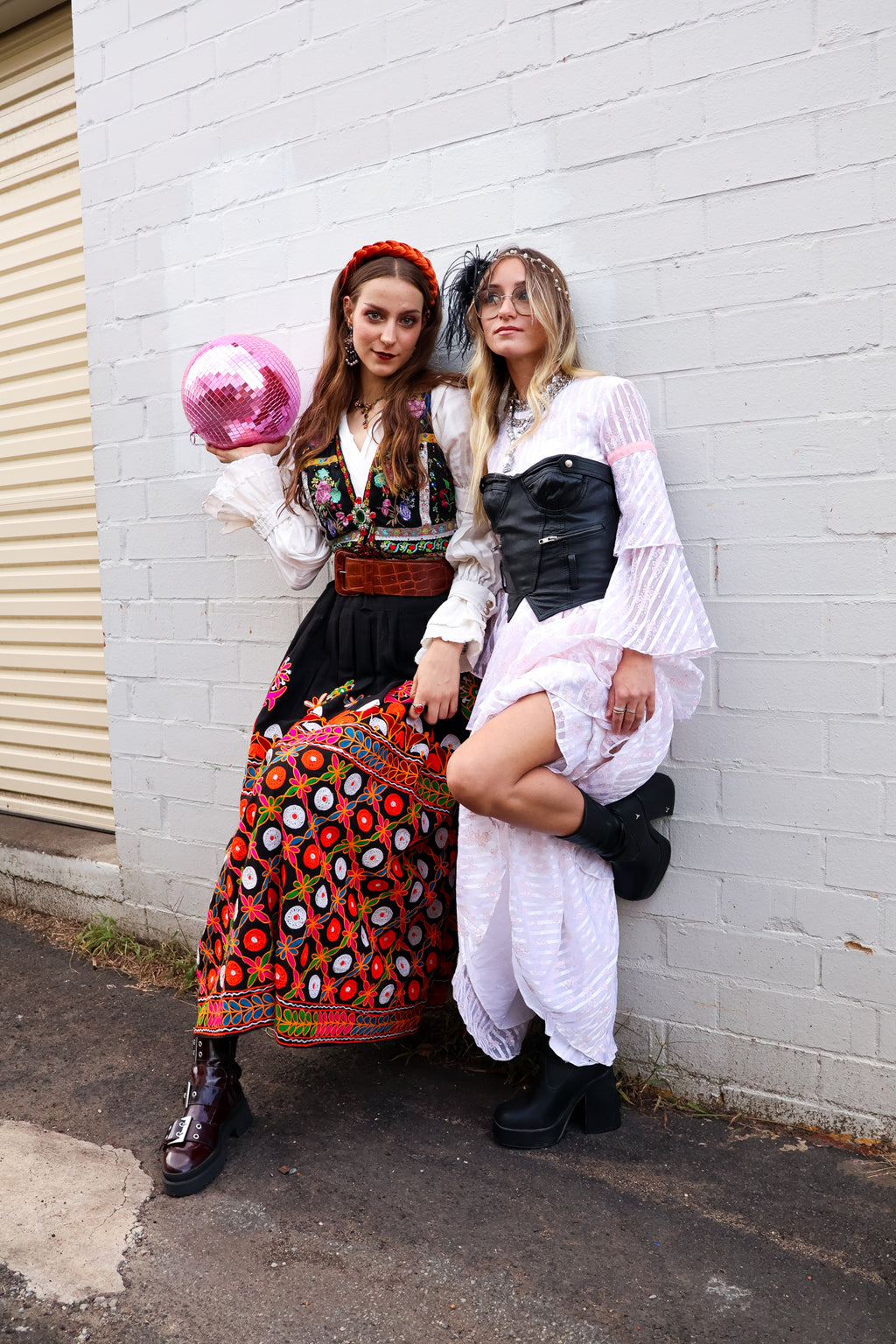 Midnight Folk Goddess Embroidered Maxi Skirt