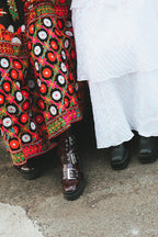 Midnight Folk Goddess Embroidered Maxi Skirt